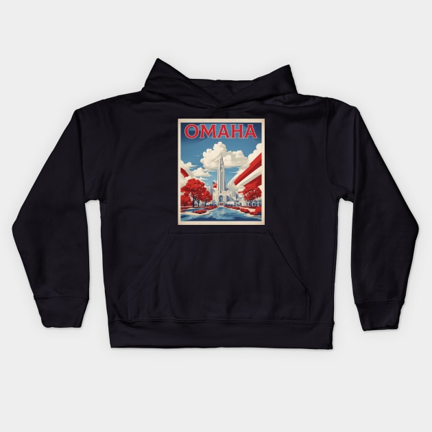 Omaha United States of America Tourism Vintage Poster Kids Hoodie by TravelersGems